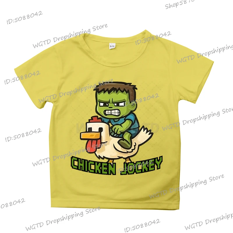 Chicken Jockey Print T Shirt Boys Girls Anime Cartoon Clothes Funny Game Chicken - Picture 20 of 21
