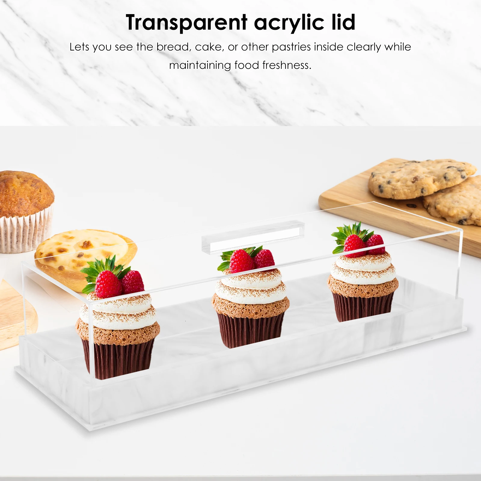 Rectangular Cake Packaging Box with Lid Acrylic Gift Box Wedding Birthday Party Muffin Cake Dessert Container Cake Stand Tray