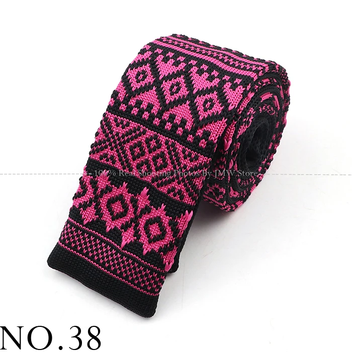 Mode Herren Blumen Strick Strick Krawatte bunte Krawatte Krawatte Druck gestreifte schmale schlanke dünne gewebte schlichte Decke schmale Krawatten – Detail 38