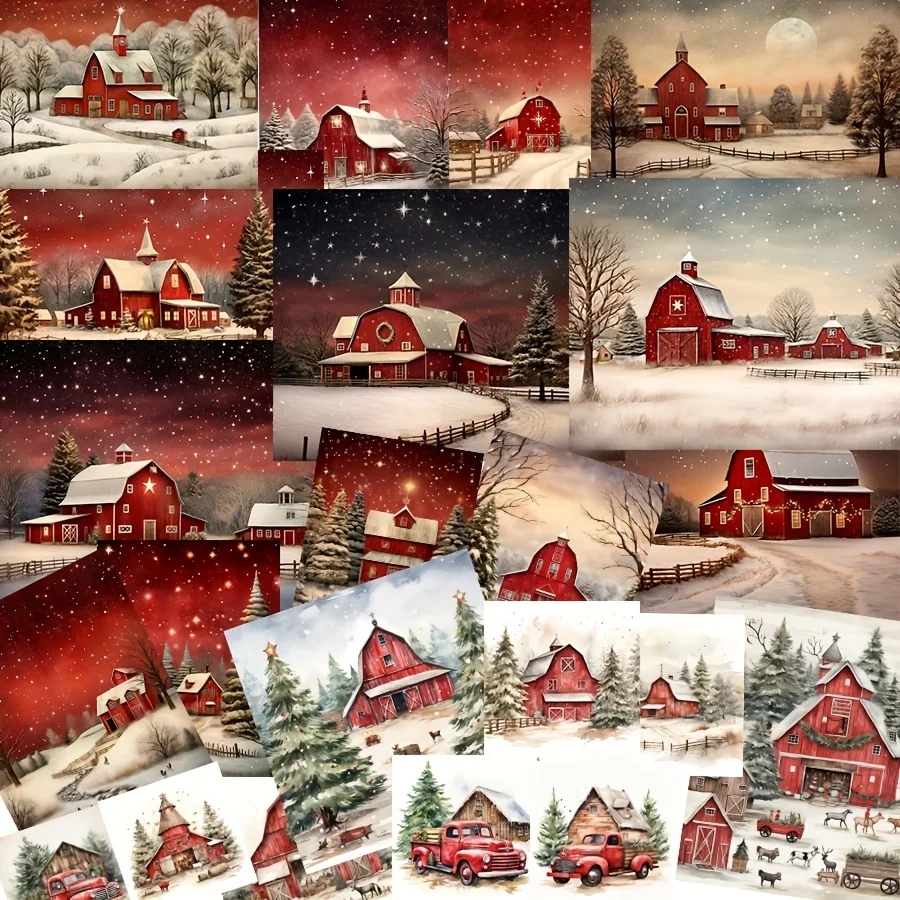 Card and Sticker set Christmas Eve Xmas Tree Patterns DIY Bottle Album Decor Scrapbooking 58pcs