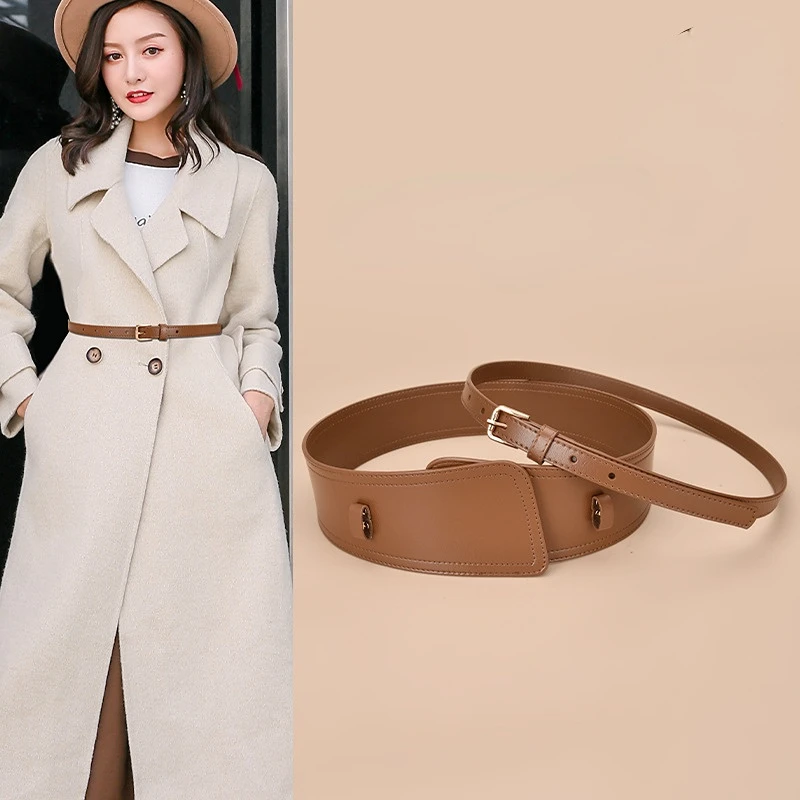 

Fashion Waistband with Coat Waist Pin Buckle Genuine Cowhide Leather Wide Belt Waistband New Women Belts Decorative
