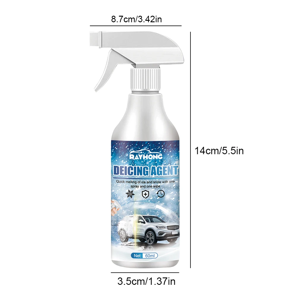 Winter De Icing Instantly Melts Ice Auto Windshield Deicing Spray Car Window Cleaner 60ML Road Anti Slip Winter Vehicle Supplies