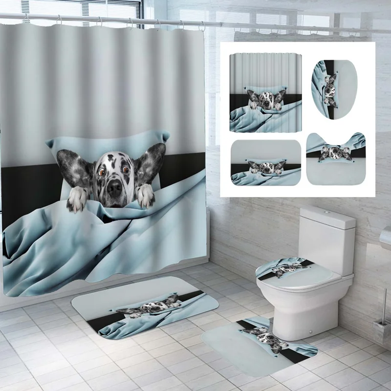

Водонепроницаемая шторка для душа для собак, экологически чистый коврик для туалета, высококачественный Противоскользящий ковер, шторка для ванной с крючками
