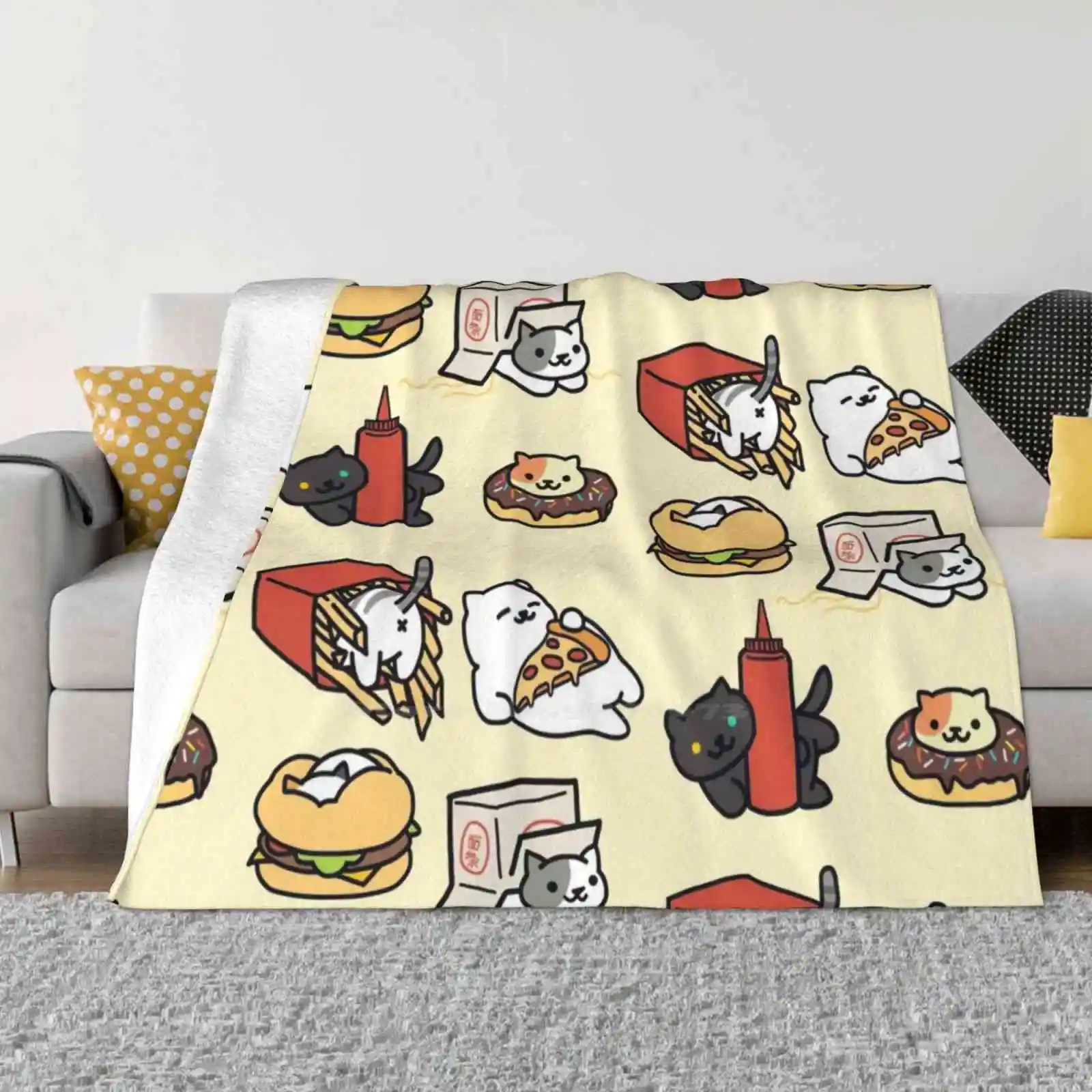 

Удобное теплое фланелевое одеяло Neko atlifepo4 креативного дизайна, милое одеяло для фаст-фуда для кошек