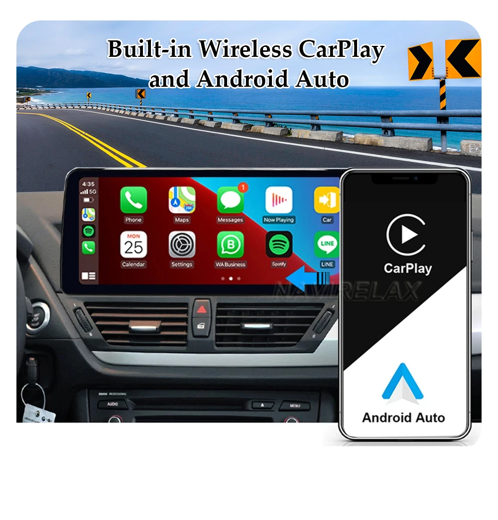 CarPlay inalámbrico para coche, dispositivo con pantalla QLED ID8 de 8,8 pulgadas, Android 13, para BMW Serie 3, 5, E60, E61, E63, E64, M6, E90, E91, E92, CCC, NBT