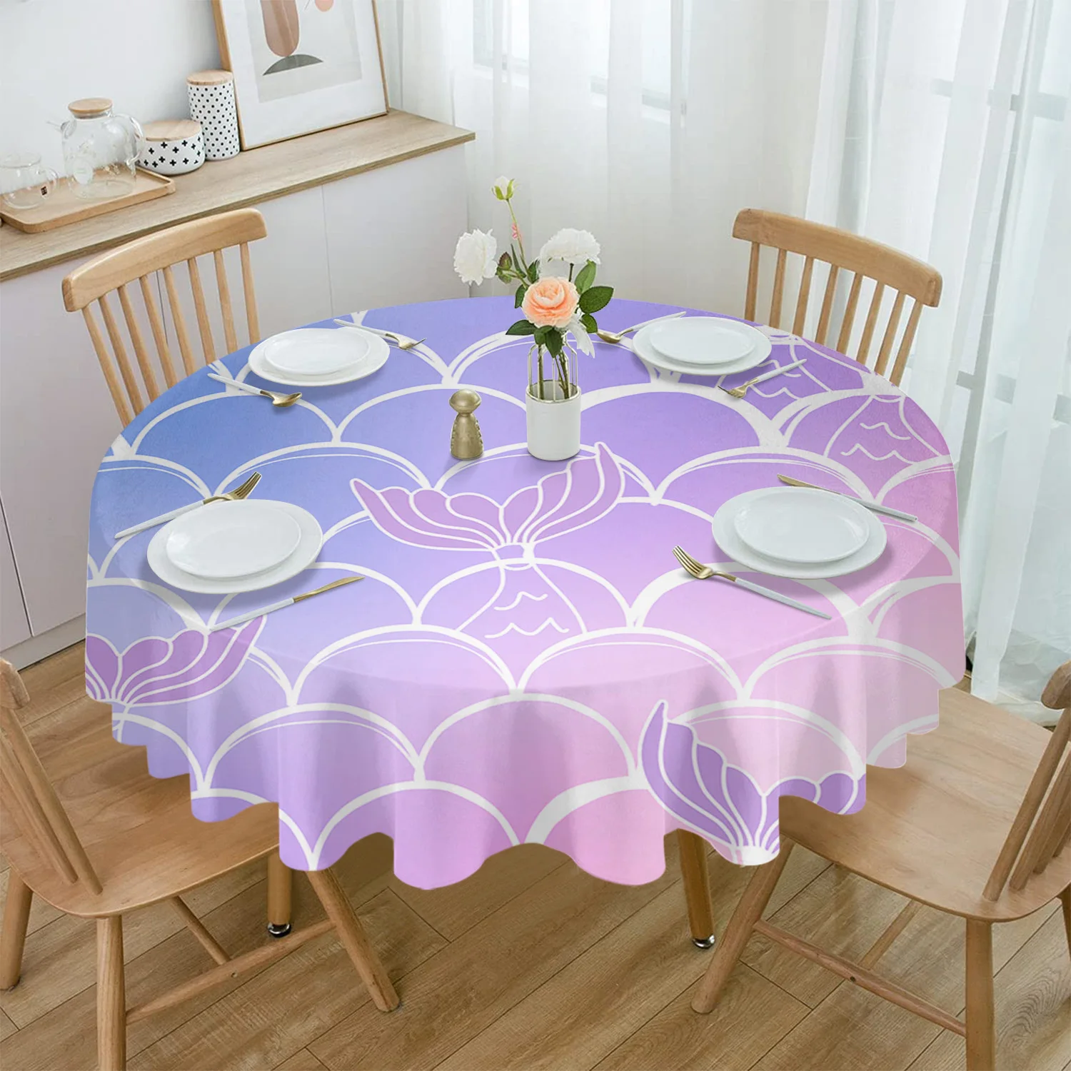 

Скатерть с градиентом ручной работы, прямоугольная Водонепроницаемая круглая скатерть для обеденного стола, украшение для дома и кухни