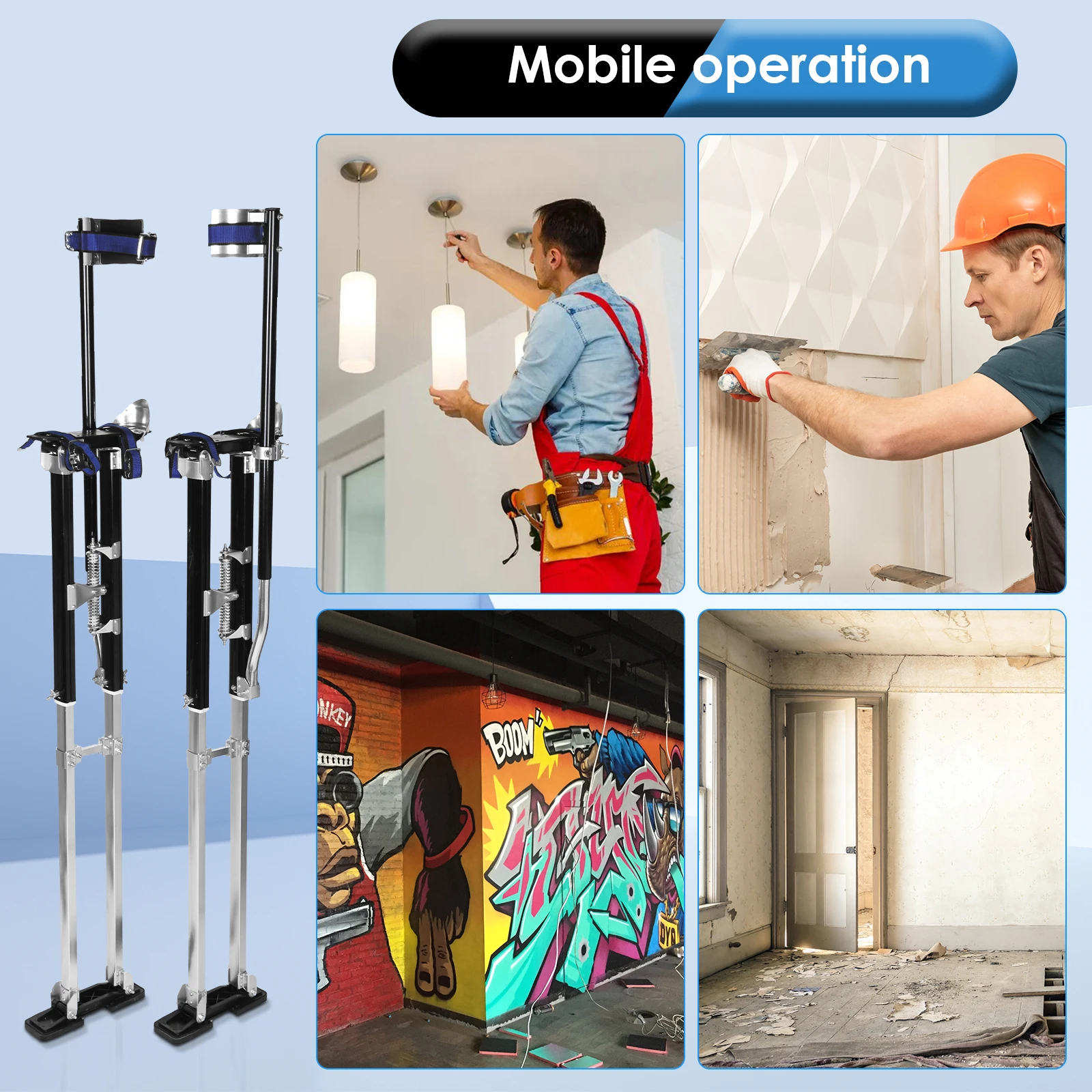 Adjustable Aluminum Tool Stilts for High Altitude Work