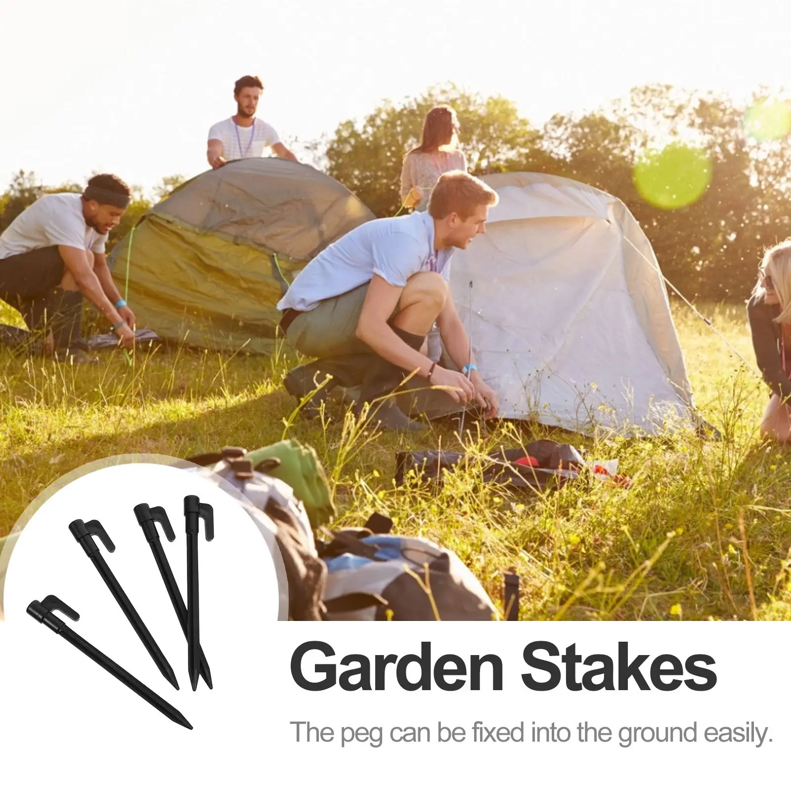 50 Pcs Plastic Tent Stakes for Sand Ground to Stake Awning or Tent 4