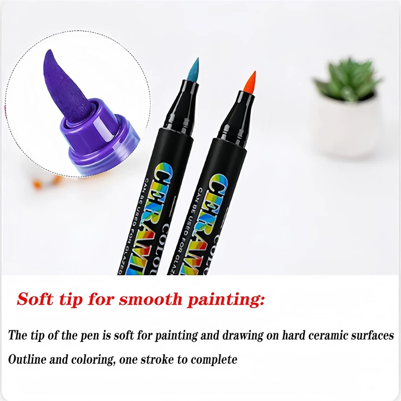 Underglaze for Ceramics Pens 12/24 Colors Permanent Marke Porcelain Paint Brush Pen for Decorating Under Glaze Ceramic Pottery