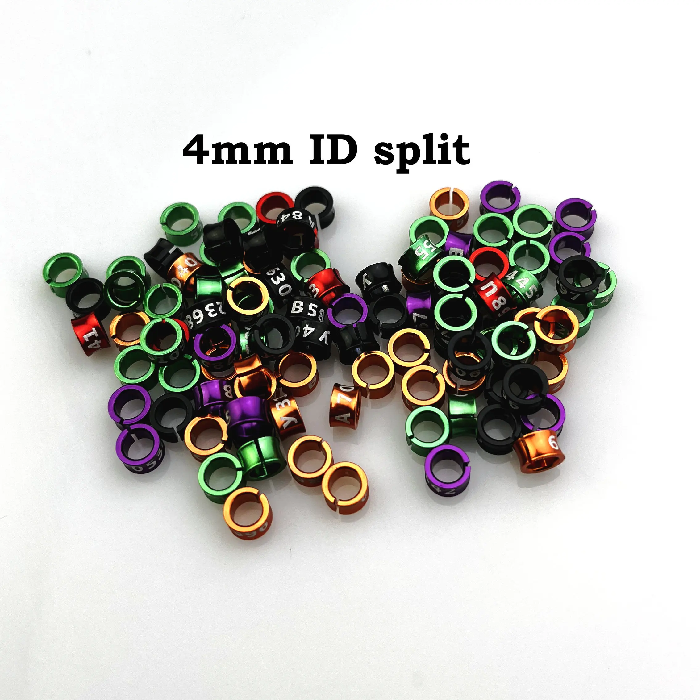 Split Budgerigar Rings Aluminum Bird Leg Bands Non-Custom Random-Character Color-Mixture 4mm 25 PCs/Lot