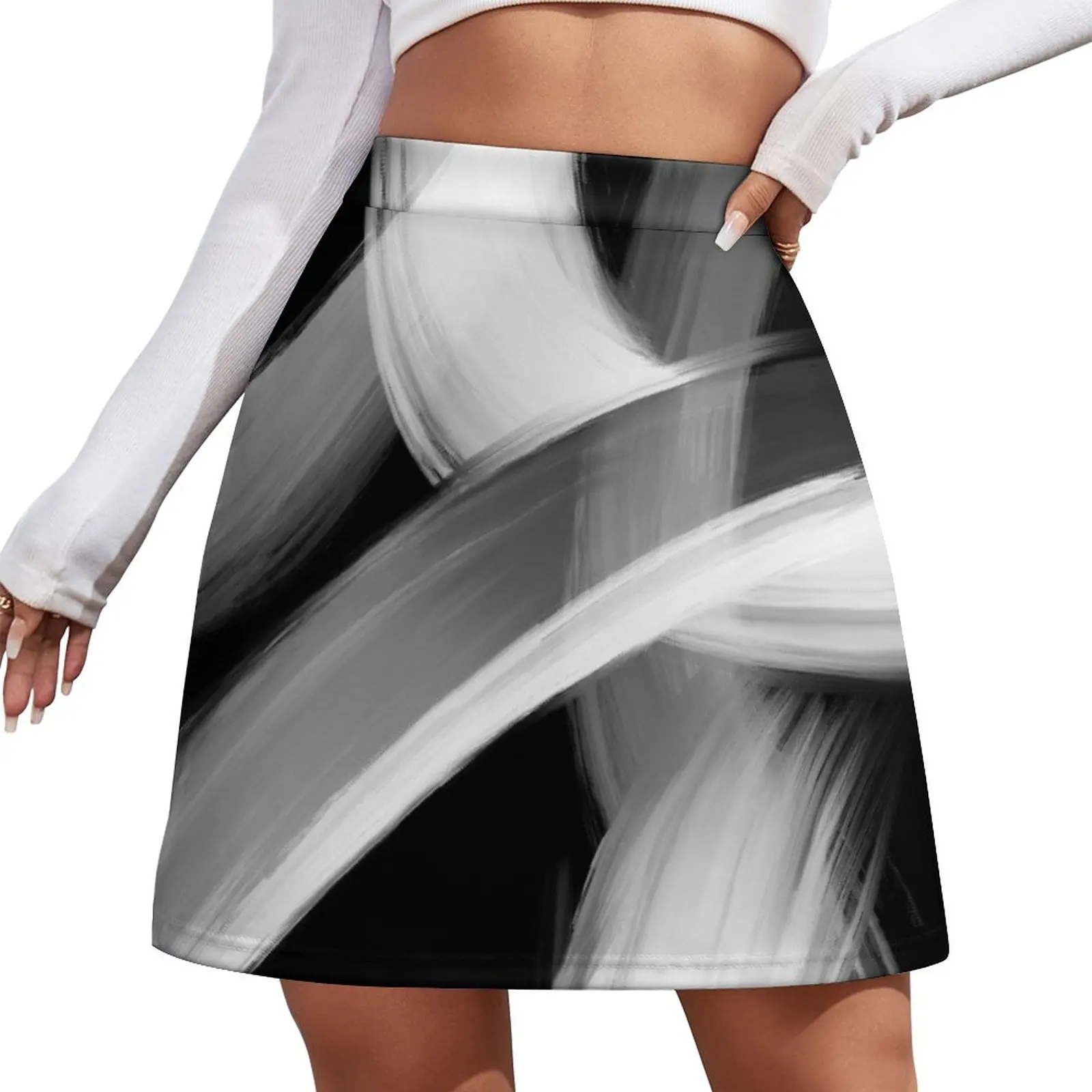 Black and White Fine Art painted Abstract Mini Skirt skirt skirt korean style clothes