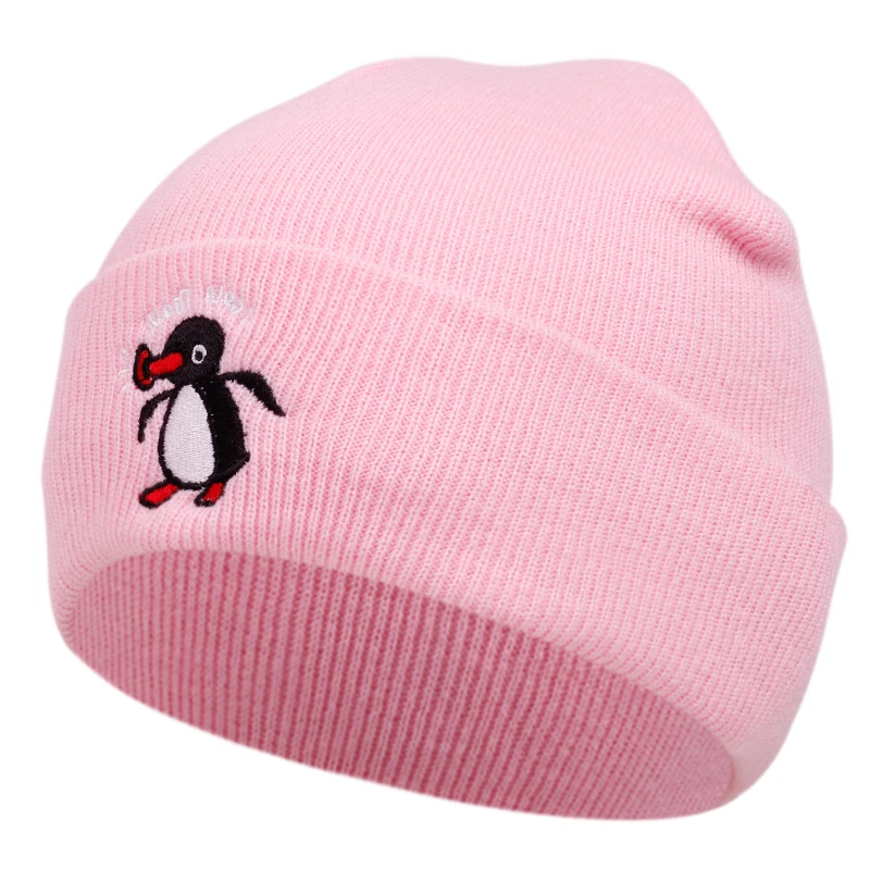 Niedliche gestrickte Mützen mit Pinguin-Stickerei für Männer und Frauen, warme Wollmützen für Sportveranstaltungen im Herbst und Winter, Bohnenmützen – Detail 9