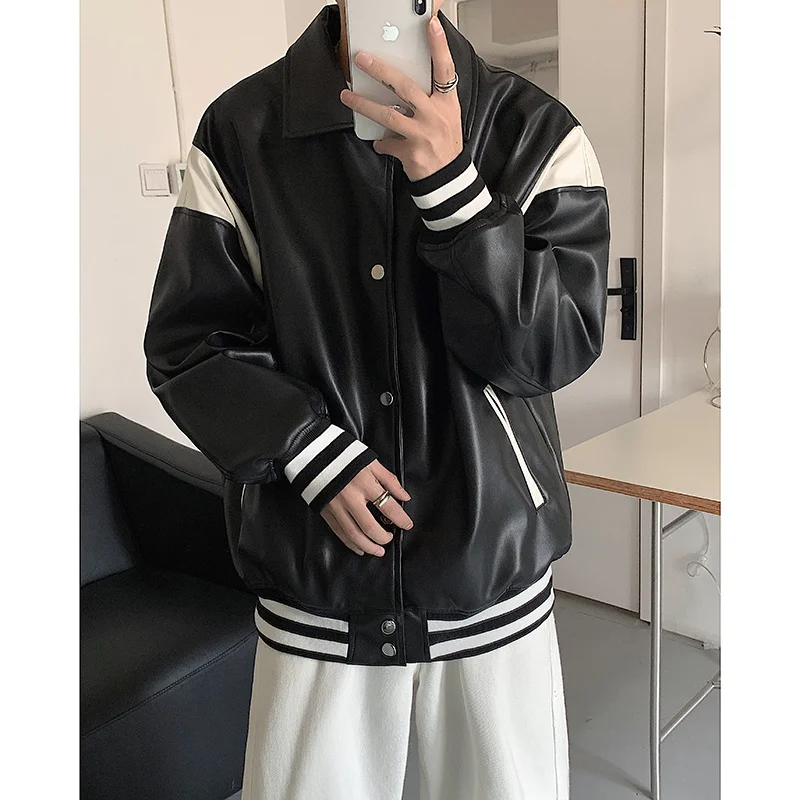 Black Leather Jacket Men Fashion Oversized Leather Jackets Mens Streetwear  Korean Hip-hop Loose Bomber Jacket Men Coat M-2XL - AliExpress