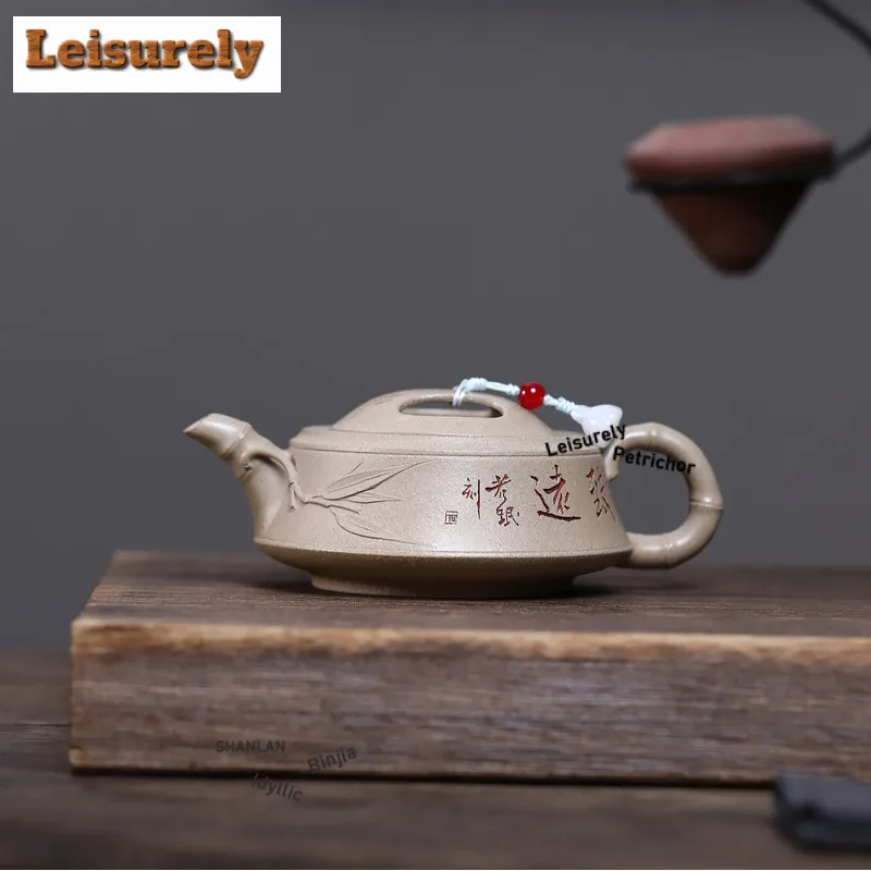 230ml Classic Yixing Purple Clay Teapots Handmade Bamboo Segment Pot Raw Ore White Segment Mud Kettle Zisha Tea Set Tea Services