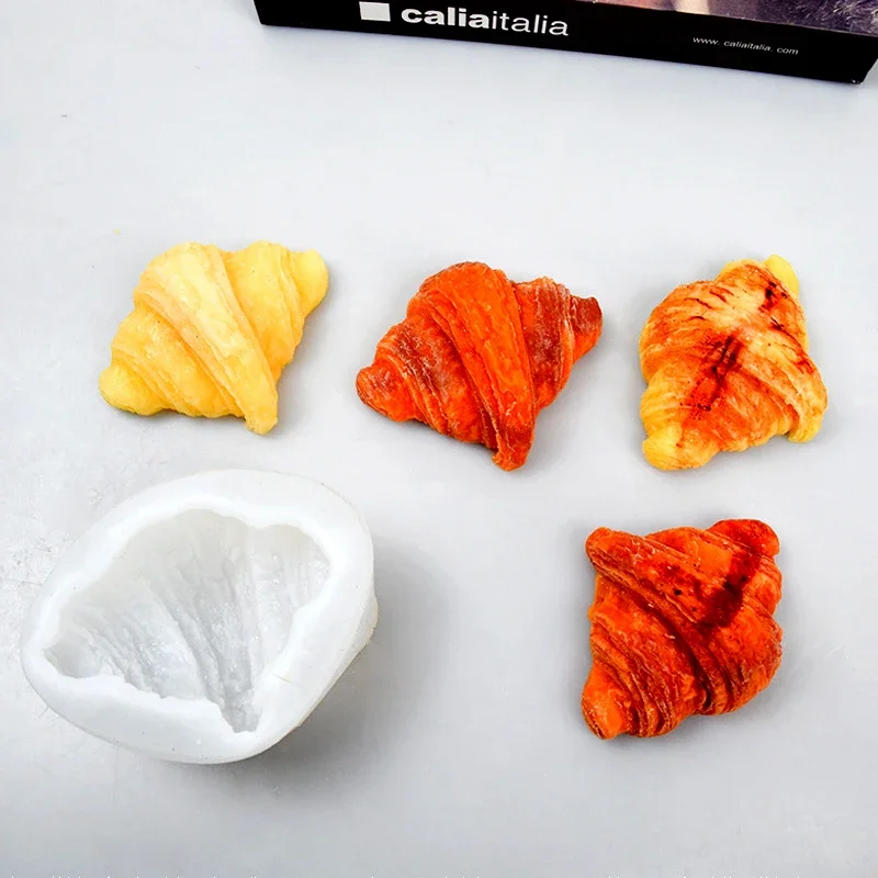Simulation Croissant Candle Silicone Mold DIY Handmade Aromatherapy Dessert Chocolate Soap Making Mould French Bread Molds