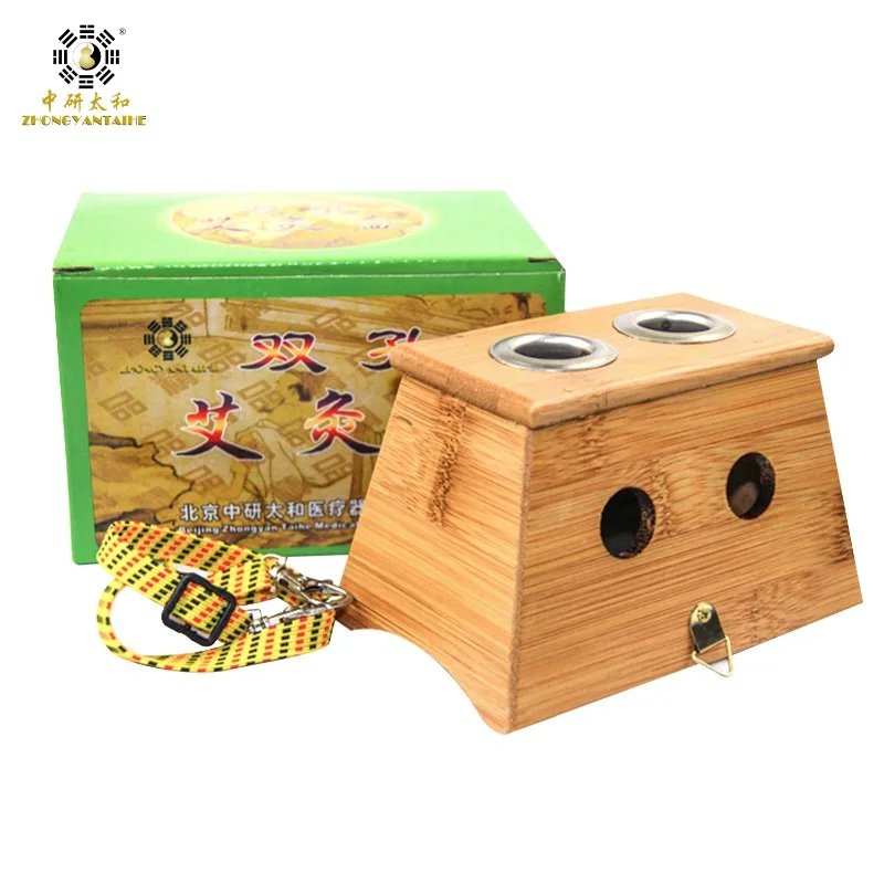 Bamboo Moxa Roll Box Moxa Roll Stick Box Health Care Healing Therapy Sticker Moxibustion Holder Case 2 Holes