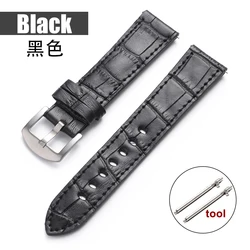 Elegant Slub Pattern Genuine Calfskin Leather Watch Strap - Universal Fit Watchband - 20mm (Black)