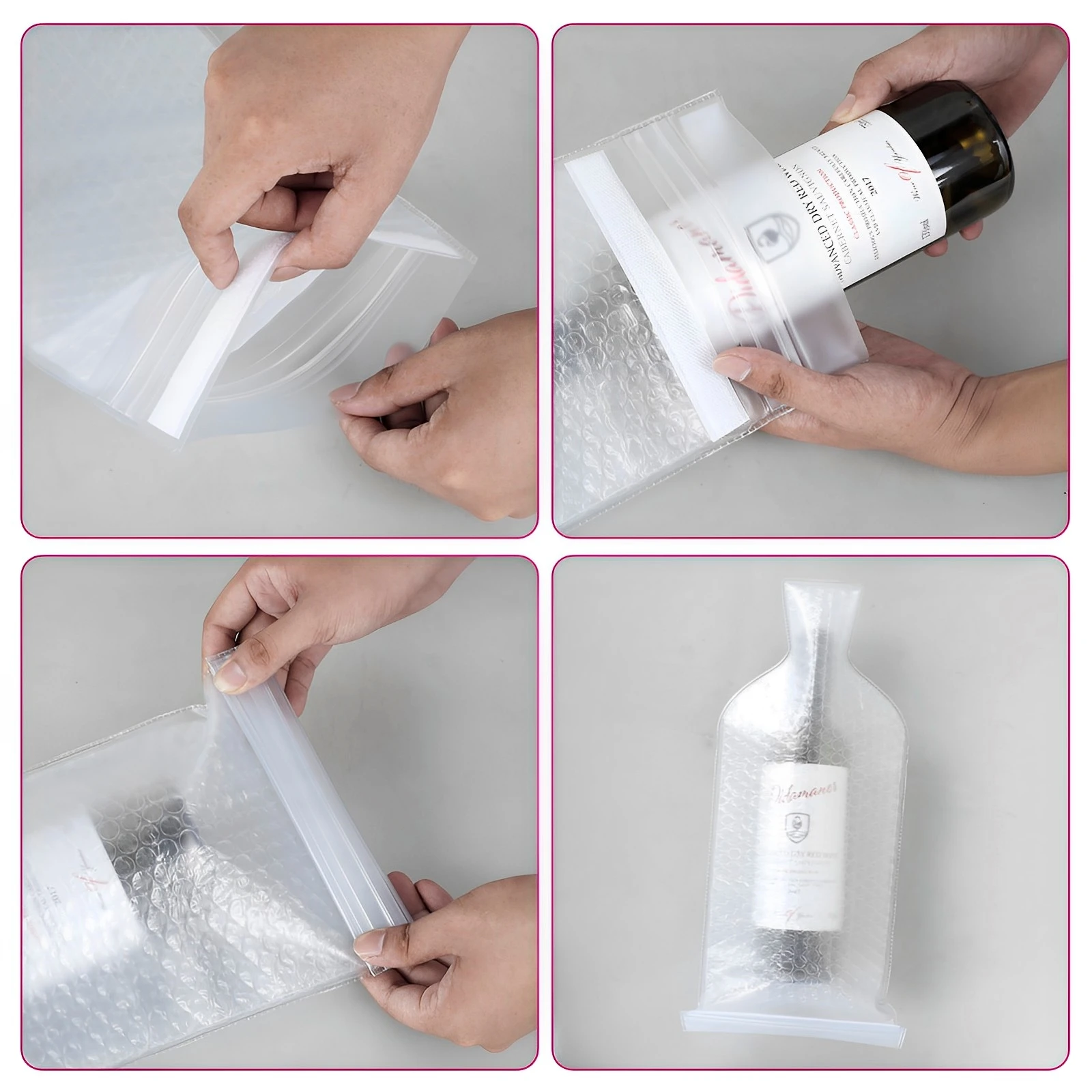 24 Sacchetti Protettivi Per Bottiglie Di Vino Con Pompa Aria - Imballaggio Sicuro Per Bottiglie E Oggetti Fragili
