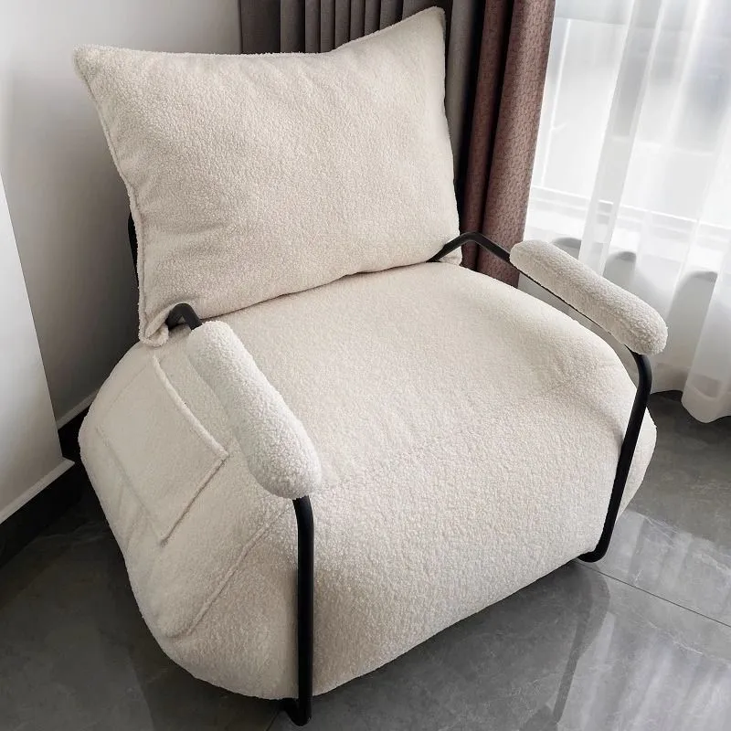 Scandinavian Lazy Sofa Chair Single Quality Leisure Tatami Small Chaise Longue Small Household Industrial Style Iron Leather
