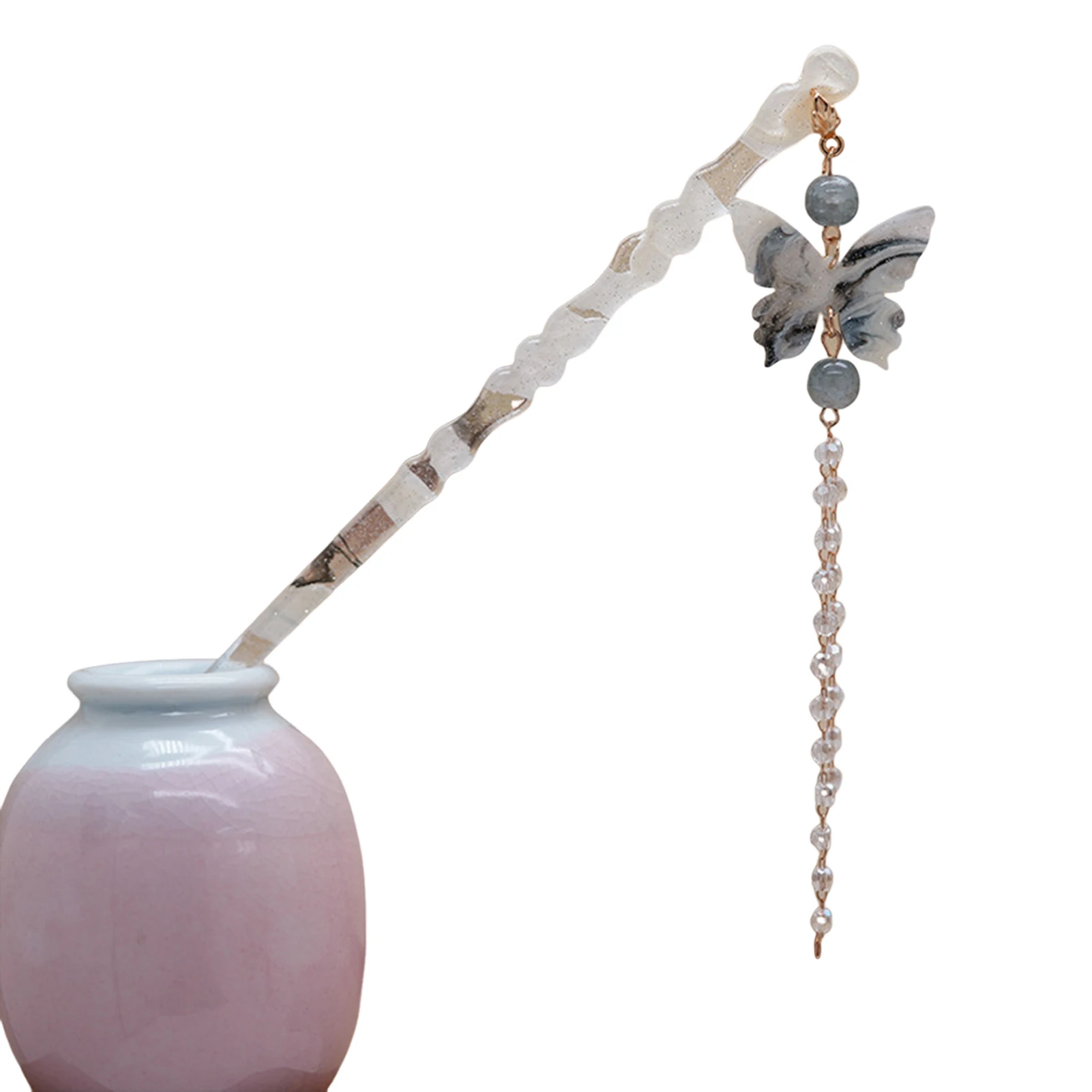 Chinesische Tuschemalerei Quaste Haarnadel Neue Hanfu Haarschmuck für Frauen Traditionelle Haarstäbchen Alten Stil Haarspangen – Detail 3