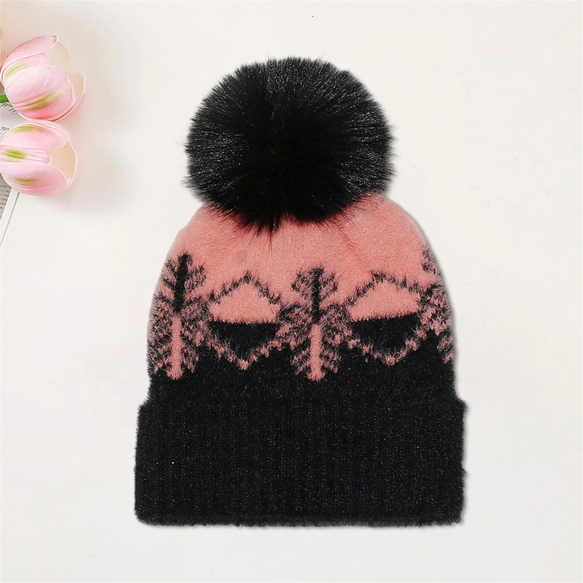 Christmas Santa Hat Cozy Knit Winter Beanie with Pom Pom Festive Holiday Headwear for Women Indoor and Outdoor Use