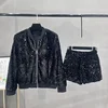 Premium Sequined Coat Women's Suit Jacket Zipper Top Baseball Uniform Casual Versatile and Thin Two-piece Women's Fashion 5
