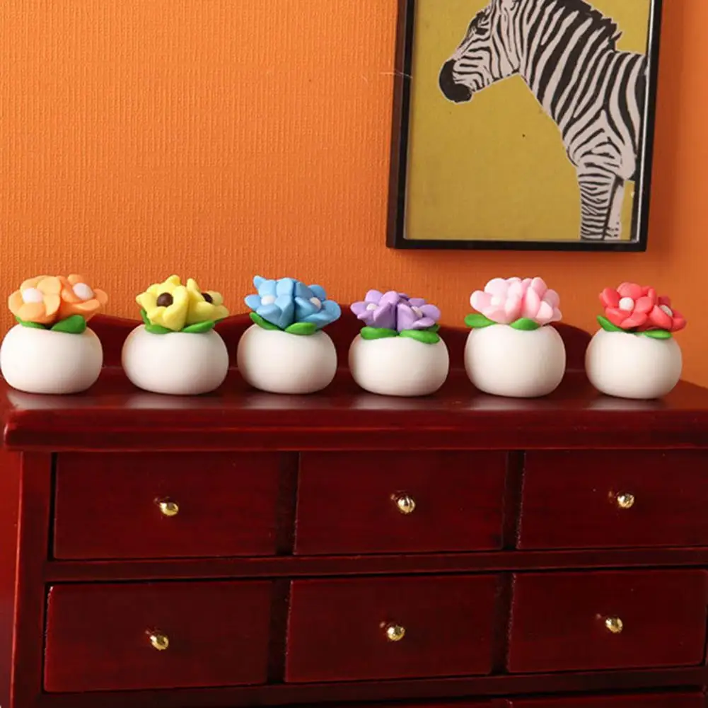 

Useful High Reduction Bright Color 1:12 Miniature Bonsai Model Doll House Decoration Clay Dollhouse Flower Photography Prop