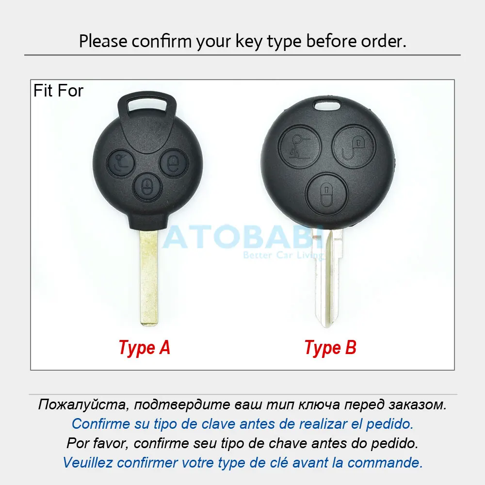 Leather Car Key Case For Mercedes Benz Fortwo Forfour SMART City Roadst Remote Fob Shell Cover Skin Protect Bag Auto Accessories Key Case Key Case Cover