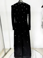 TOP QUALITY Newest 2026 Designer Fashion Women's Rhinestone Diamonds Beaded Long Maxi Dress - Image 4
