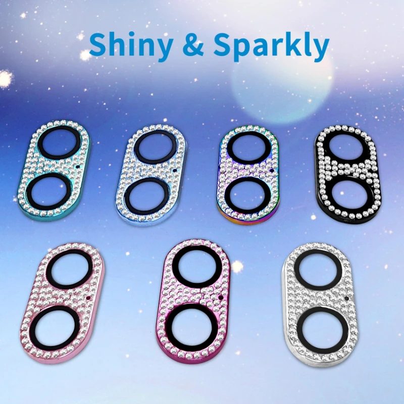 Luxury Diamond Metal Lens Protector with Full-Cover Tempered Glass