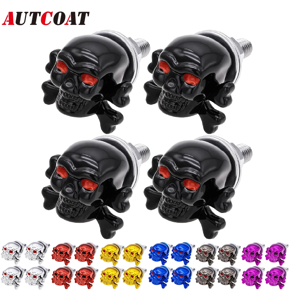 Gothic Skull Decor License Plate Screws – Set of 4