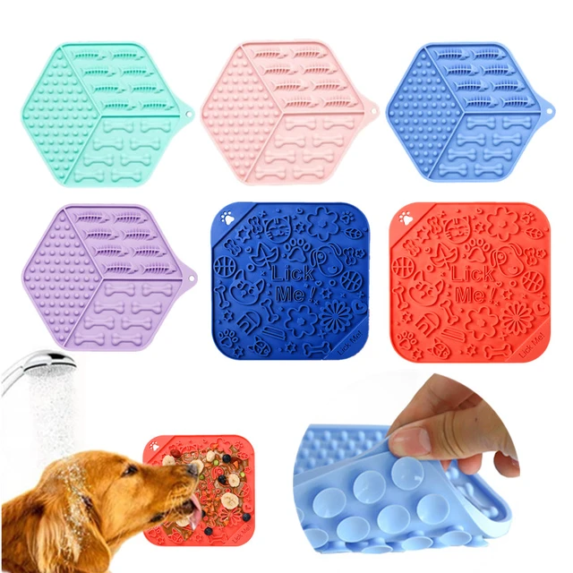 Dog Cat Lick Pad with Sucker Slow Food Pad Shower Distraction Silicone Lick  Pads Slow Food Tray Pet Supplies