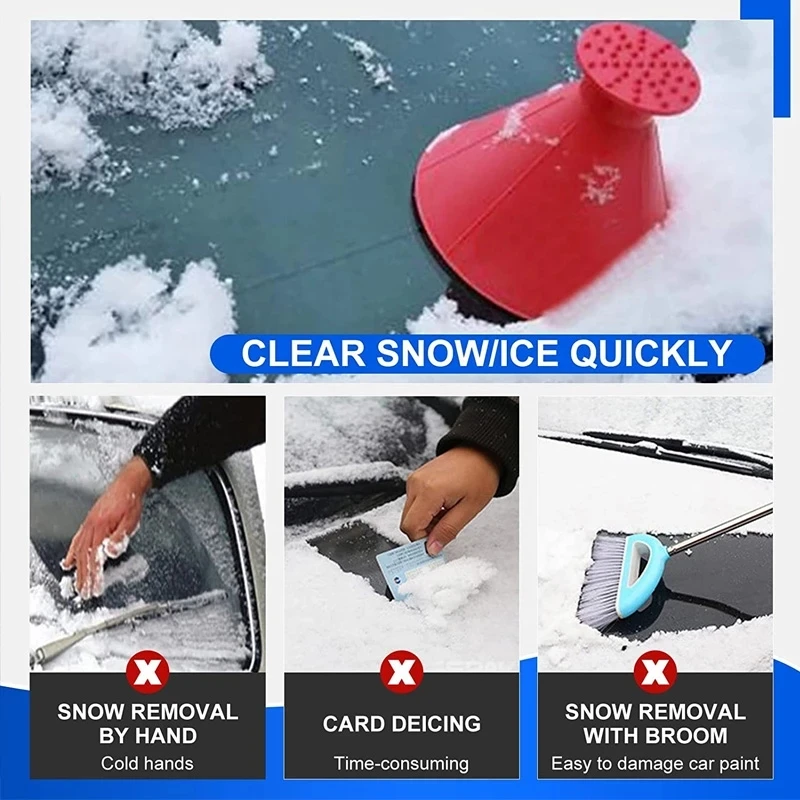Winter Auto Car Magic Window Windshield Car Ice Scraper Shaped Funnel Snow Remover Deicer Cone Tool Scraping A Round