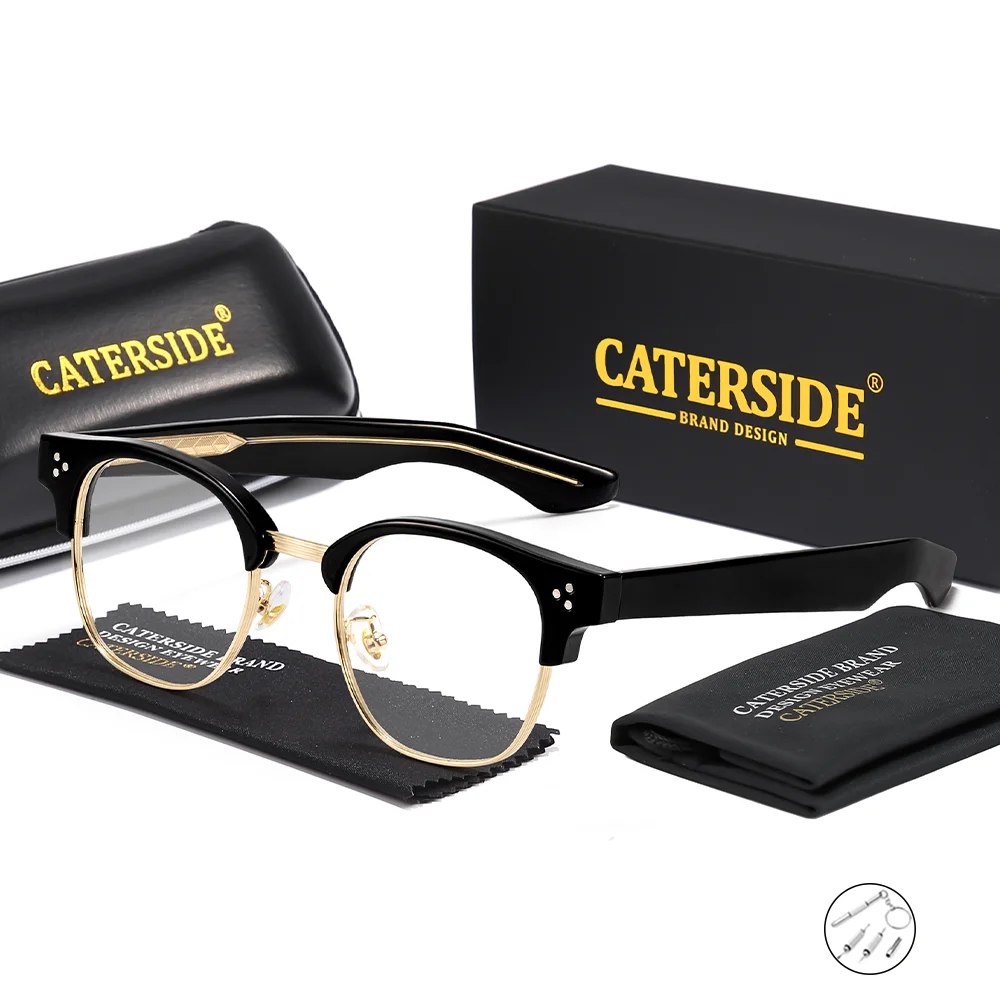 CATERSIDE Unisex-Optikbrille, maßgeschneiderte runde Gläser mit Brechungsindex 1,56, verschreibungspflichtige Brillen, klassische modische Lesebrille – Detail 10