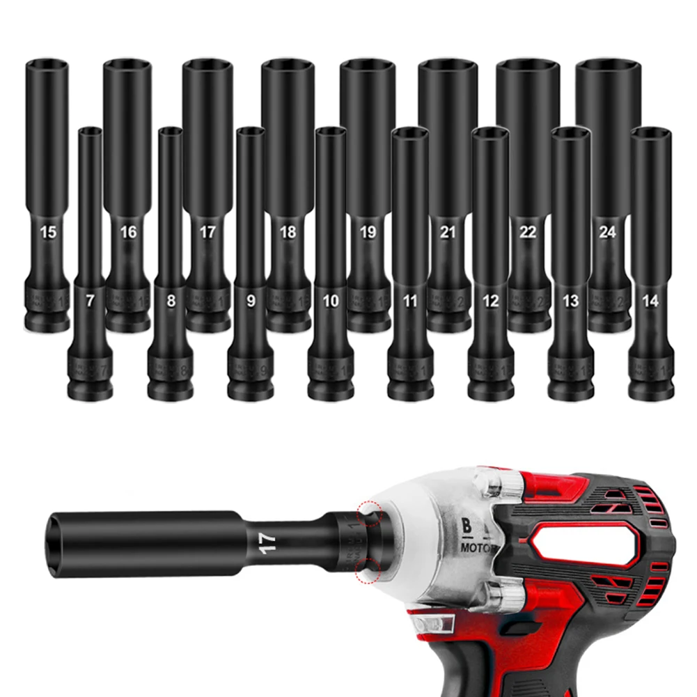 

1/2 Drive Socket Impact Wrench Hex Socket Head 8-24mm Adapter Spanner Converter Reducer For AC Electric Wrench Air Tool Set