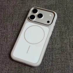 Magnetic Shockproof Matte Silicone Phone Case with Camera Lens Protection and Wireless Charging Compatibility - iPhone 17 Pro (White)