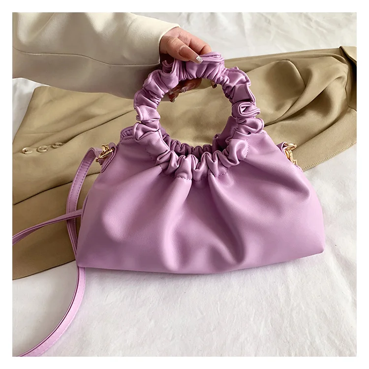 2022 Pleated Handlebags For Women PU Cloud Bags Leisure Armpit Bag Shopping Shoulder Bags Dumpling Handbag Female With Chain