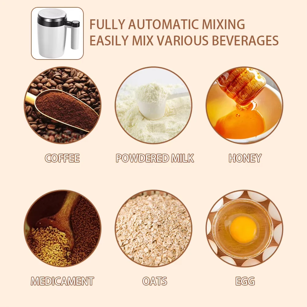 USB Rechargeable Automatic Stirring Cup Electric Self Mixing Coffee Mug Tea Stainless Steel Liner Rotating Magnetic Mug