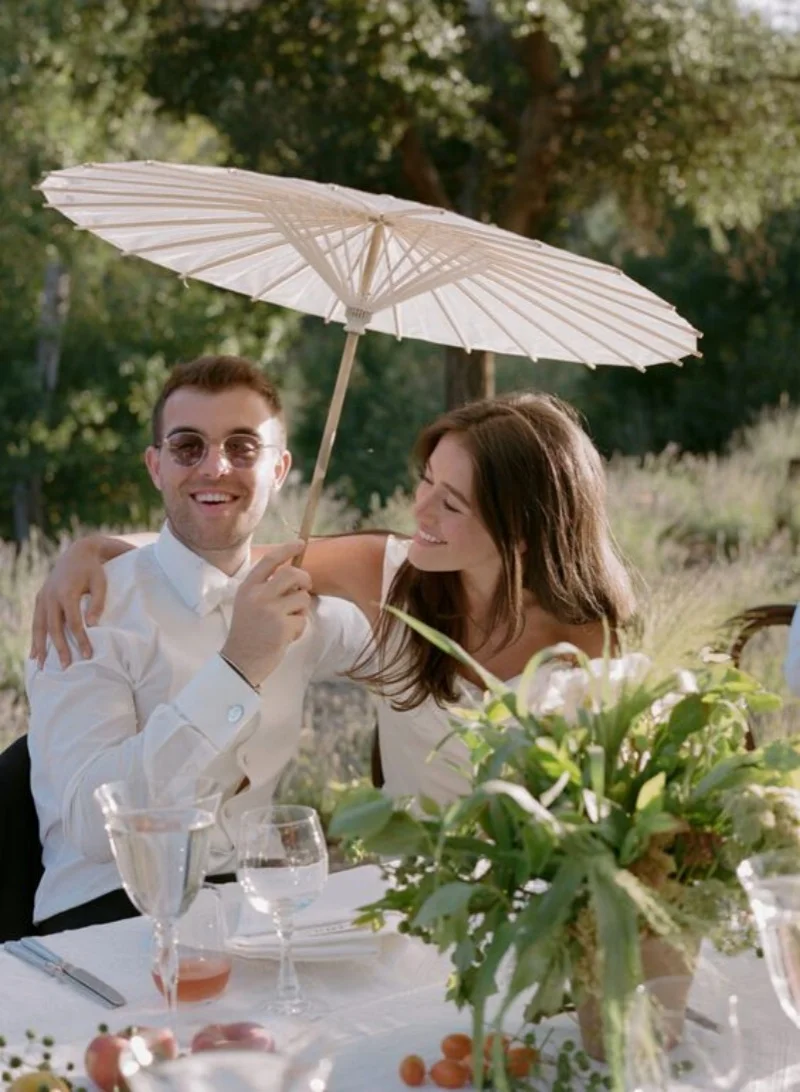 6-20PCS Wedding Paper Umbrella and Fedora Hats Prop