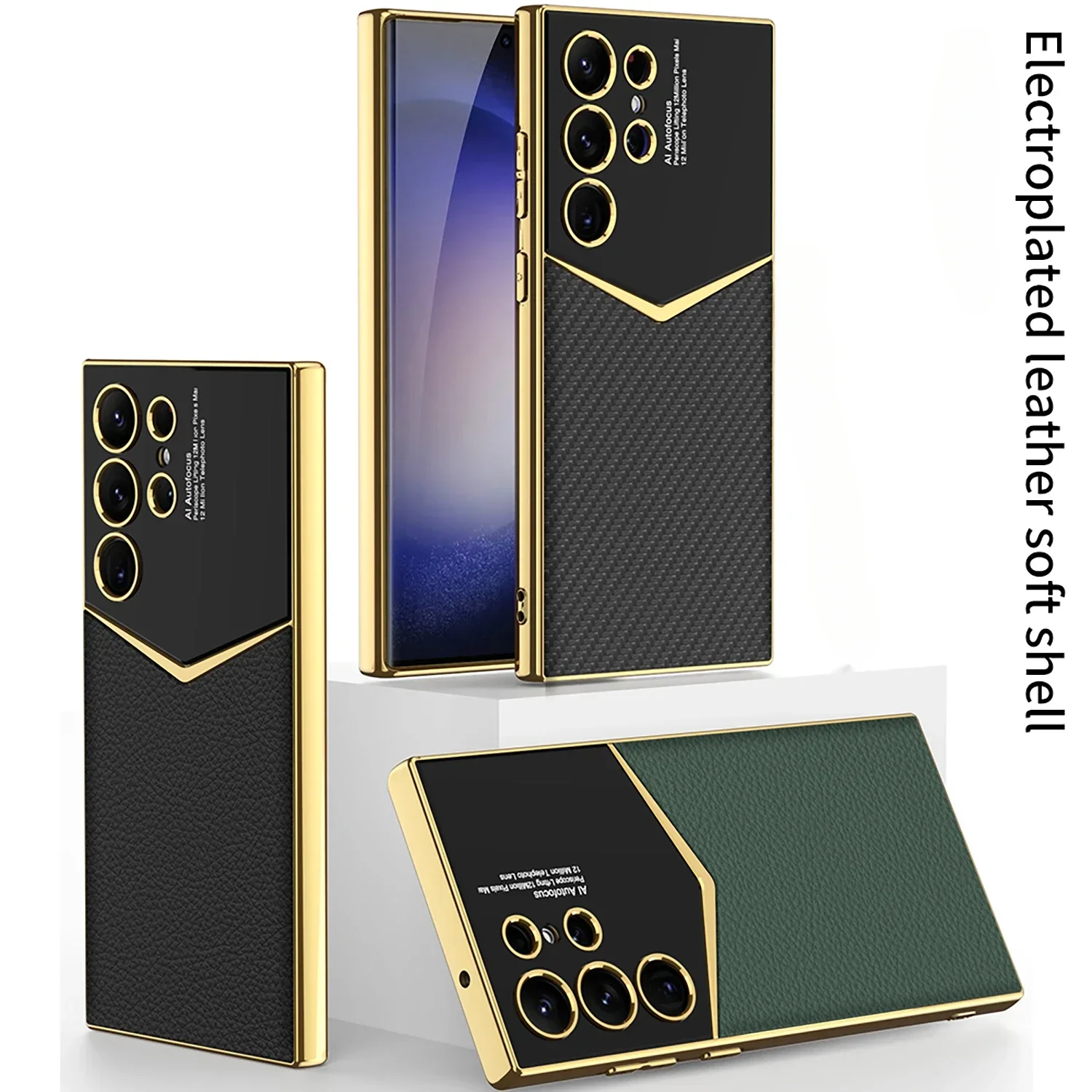 Premium Electroplated Leather Shockproof Phone Case - Hard Shell Design