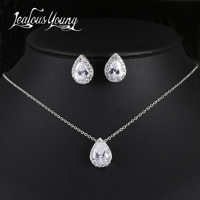 Jewelry Set Nigerian Water Drop Cubic Zirconia Wedding Jewelry Sets inlay Luxury Crystal Bridal Jewelry Set Gifts For Bridesmaids AS099 jewelry sets jewelry set