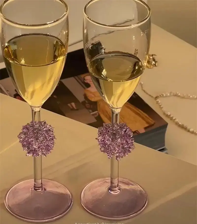 Hand Glass Hydrangea Decor Goblet Wine Glass Cocktail High Borosilicate Champagne glass