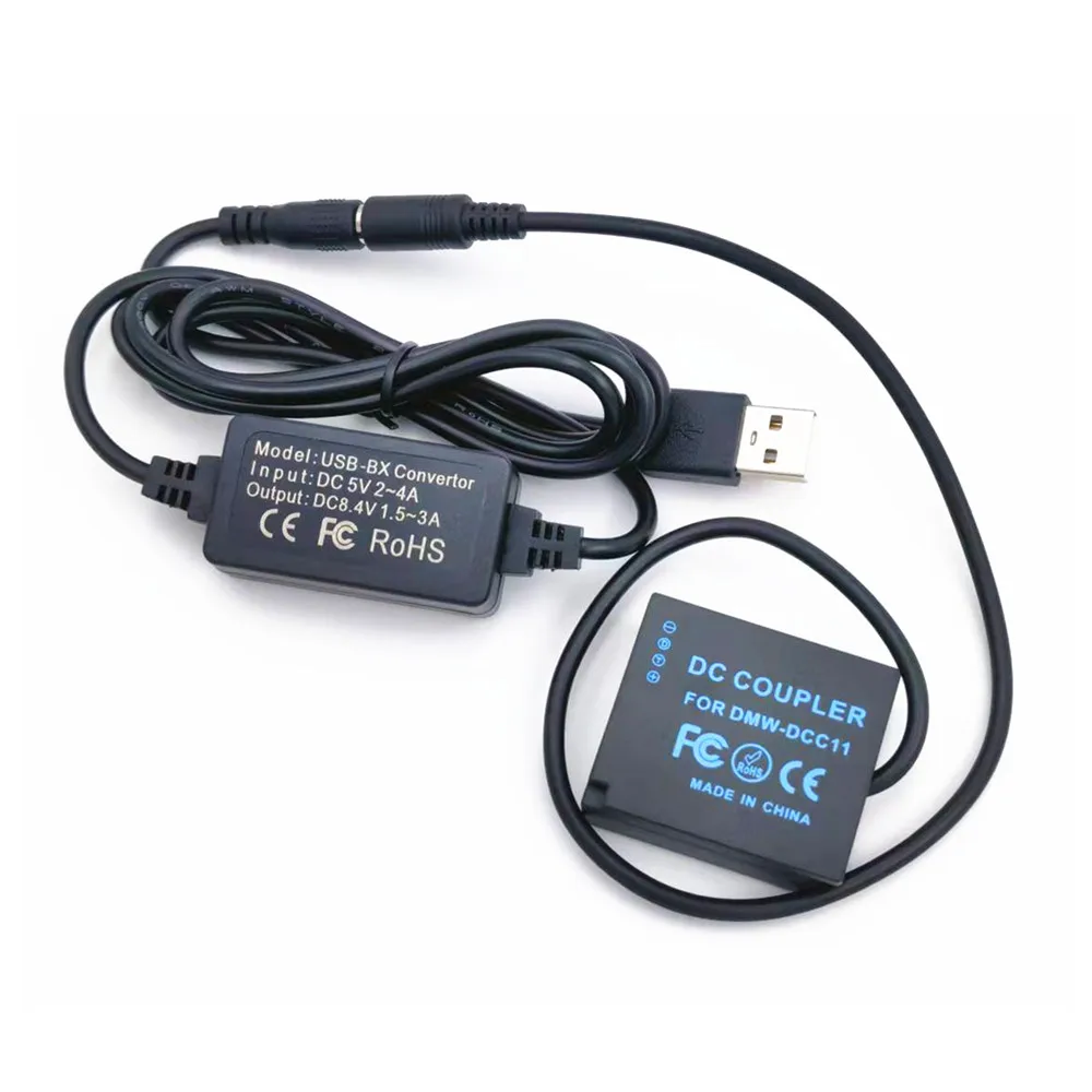 DMW BLG10 BLE9 DCC11 batterie factice 5V adaptateur USB câble de chargement pour Panasonic GX7 GX9 LX100 GX80 GX85 DMC-GF6Camera batterie externe