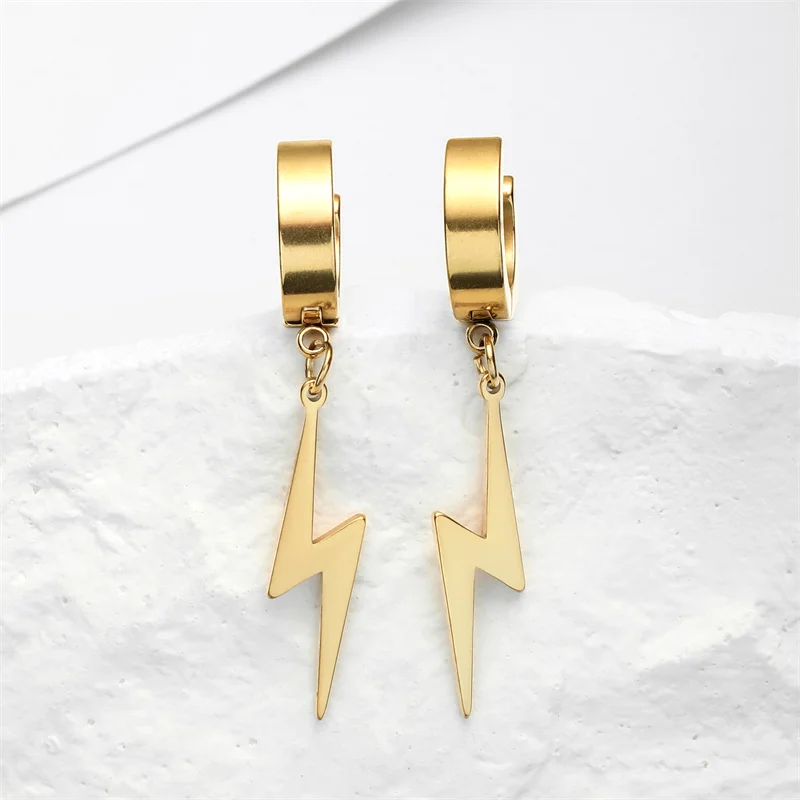 Punk Edelstahl Baumeln Ohrringe für Frauen Männer Hexe knoten Klinge Anhänger Ohr Hoop Ohrringe Hip Hop Piercing Schmuck Großhandel – Detail 21