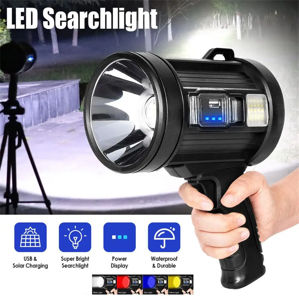 

Led Searchlight Spotlight 6000mah Rechargeable Battery Super Bright Flashlight Outdoor Emergency Tool Powerful Flashlight Torch
