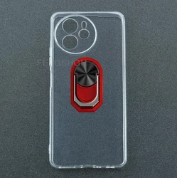 Blackview Shark 8 - 6.78 Back Finger Ring Soft TPU Silicone Case for Oscal Tiger 12 (Transparent C Red)