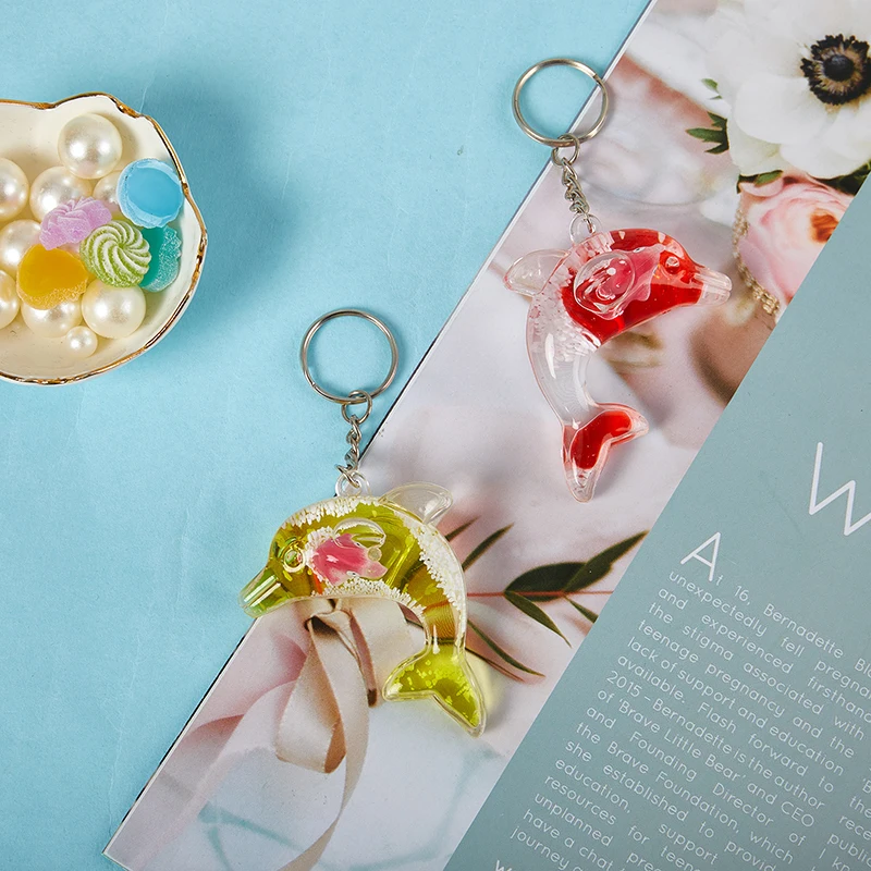 Kawaii schwimmende flüssige Delphin Schlüssel bund für Autos chl üssel niedlichen Wal Ozean Anhänger Zubehör Schlüssel bund Frauen Tasche Charms Schlüssel ring – Detail 7