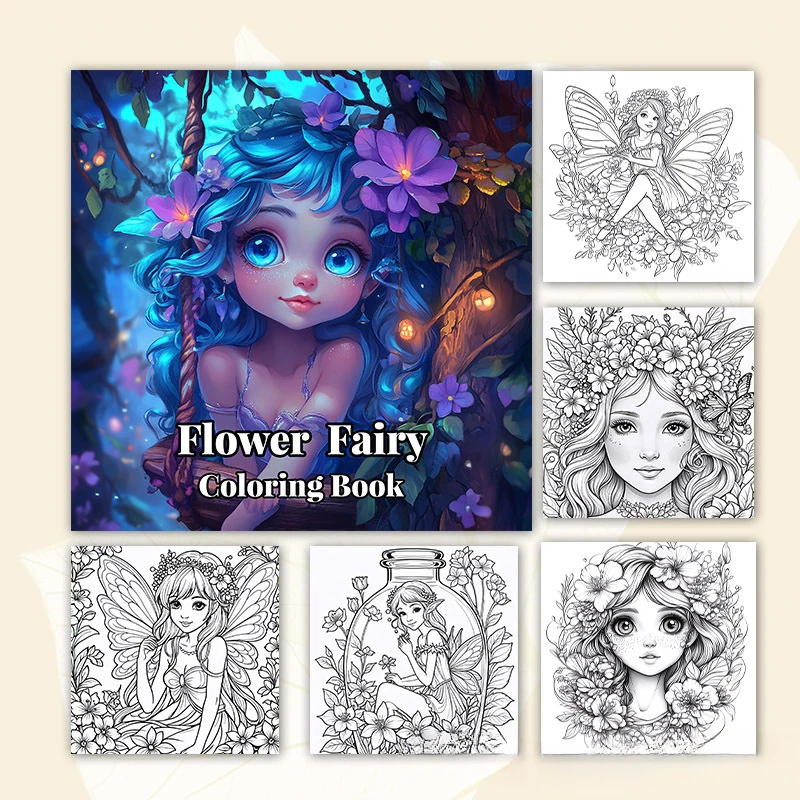 A Bold and Simple Decompression Creative Flower Fairy Coloring Book, Featuring Cartoon Cute Flower Fairy Characters 2