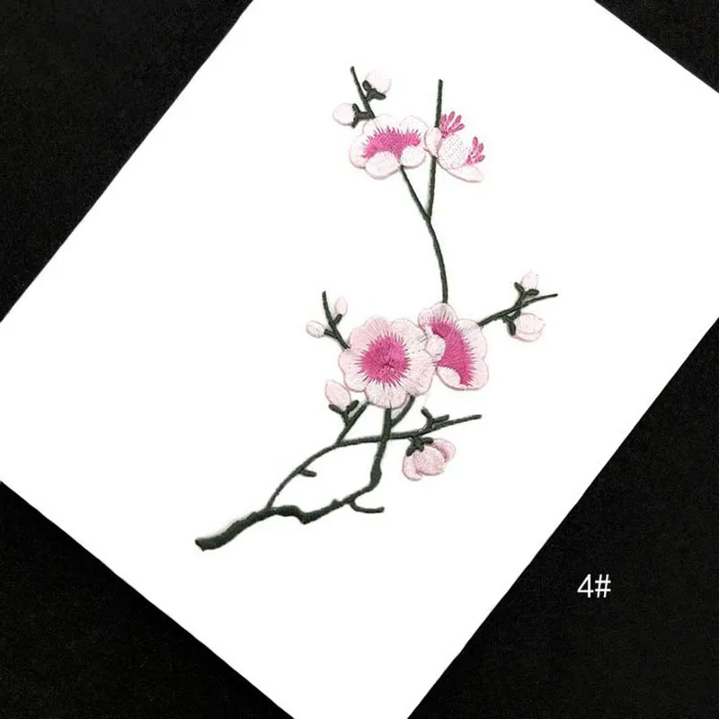 17*8CM / Stoff Pflaumenblüte 3D-Blumen bestickte Applikationen Eisen auf Aufkleber, Patch Vetement Thermocollant für Kleidung, Kleider – Detail 9