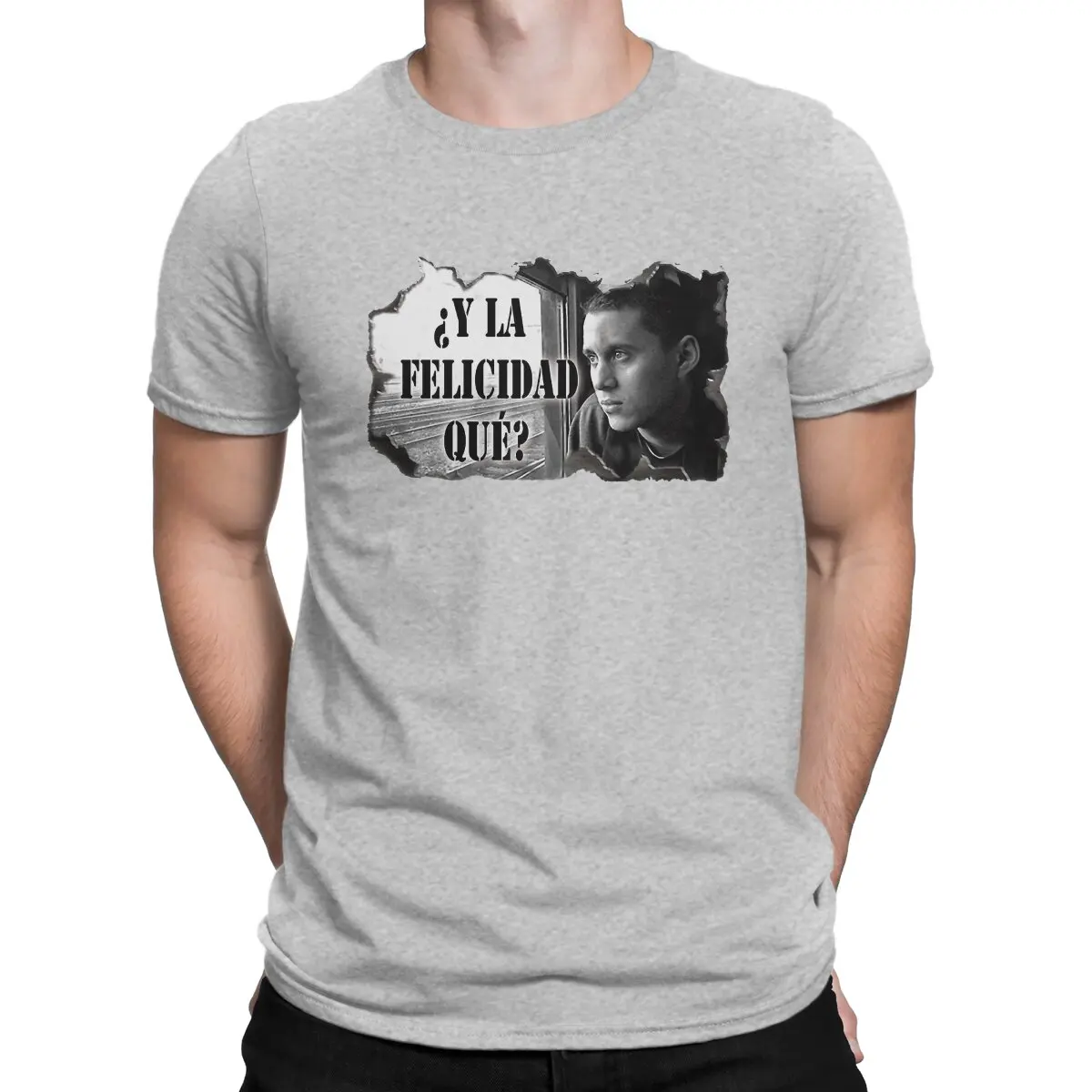 thumbnail image 1 of Camiseta divertida "What Happiness" para hombre, cuello redondo, algodón puro, Canserbero, manga corta, ropa estampada, 1 of 7
